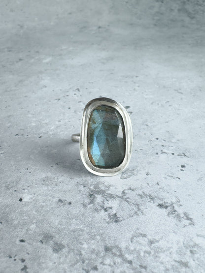 Chunky Rustic Labradorite Ring - Size 7.5