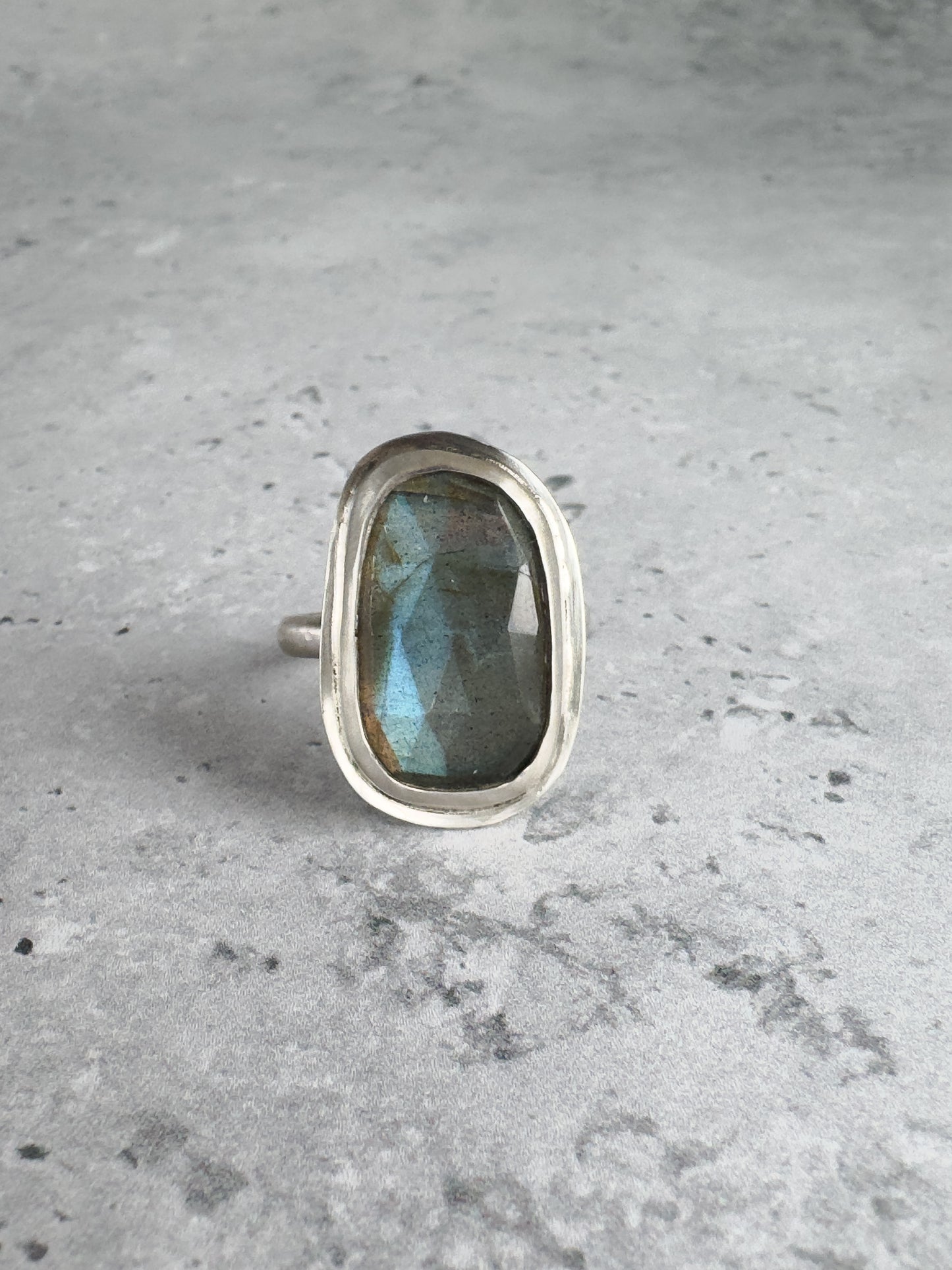 Chunky Rustic Labradorite Ring - Size 7.5