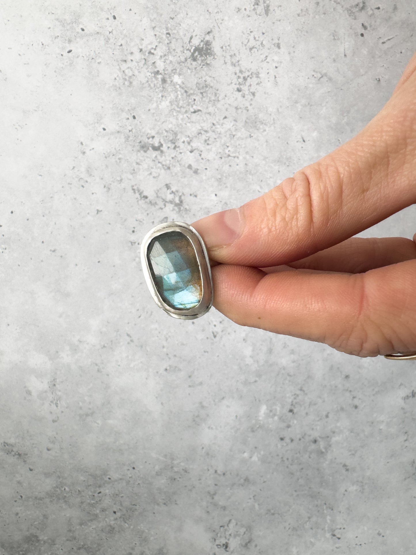 Chunky Rustic Labradorite Ring - Size 7.5