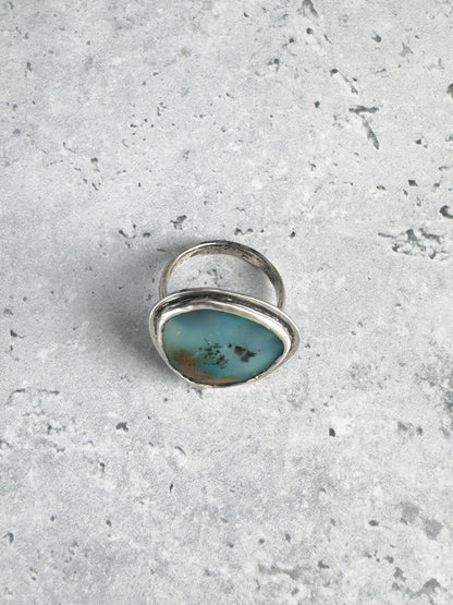 Peruvian Blue Opal Statement Ring - Size 7.5