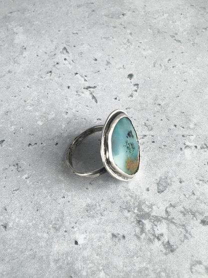 Peruvian Blue Opal Statement Ring - Size 7.5