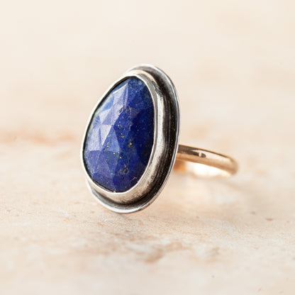 Lapis Lazuli Mixed Metal Ring - Size 7