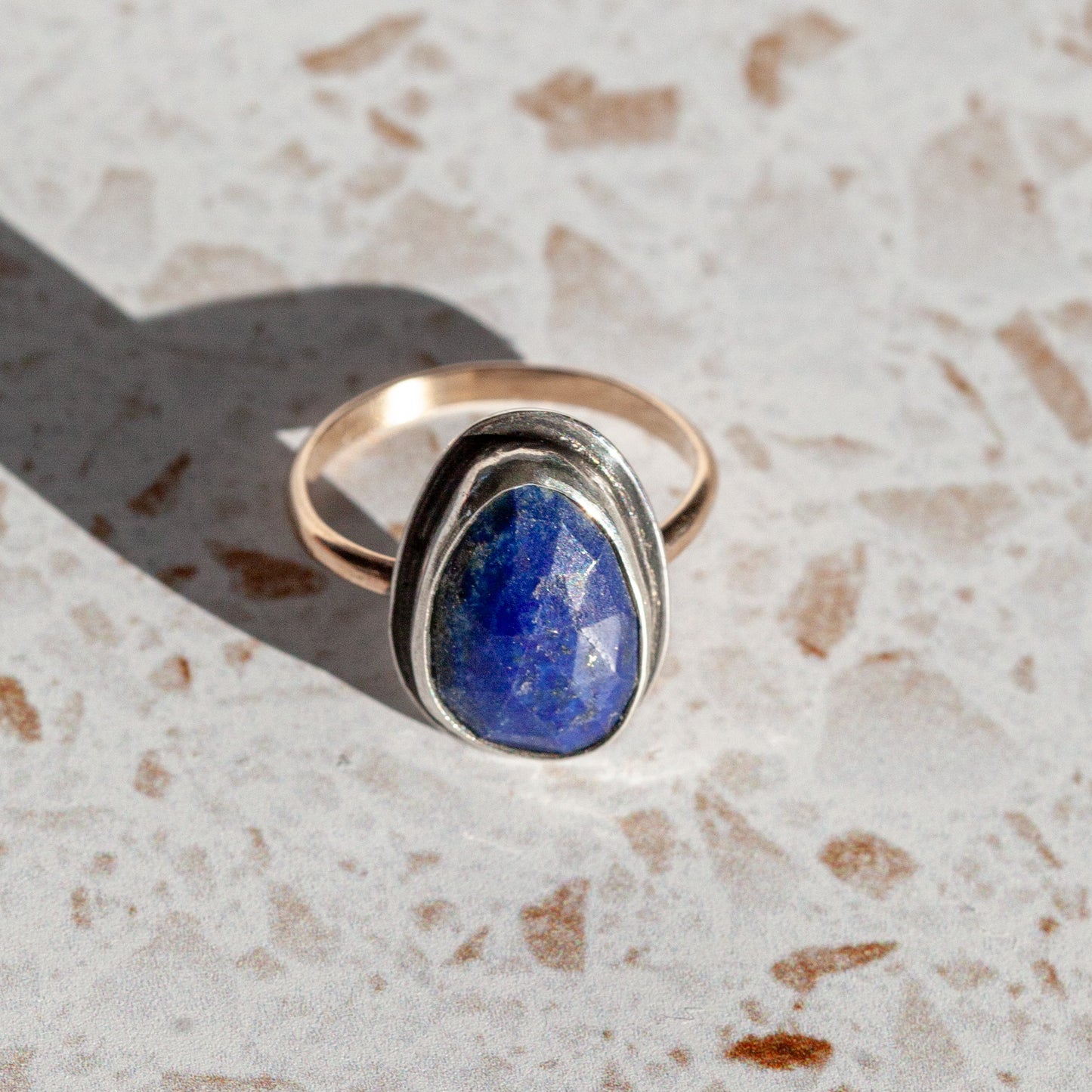 Lapis Lazuli Mixed Metal Ring - Size 7