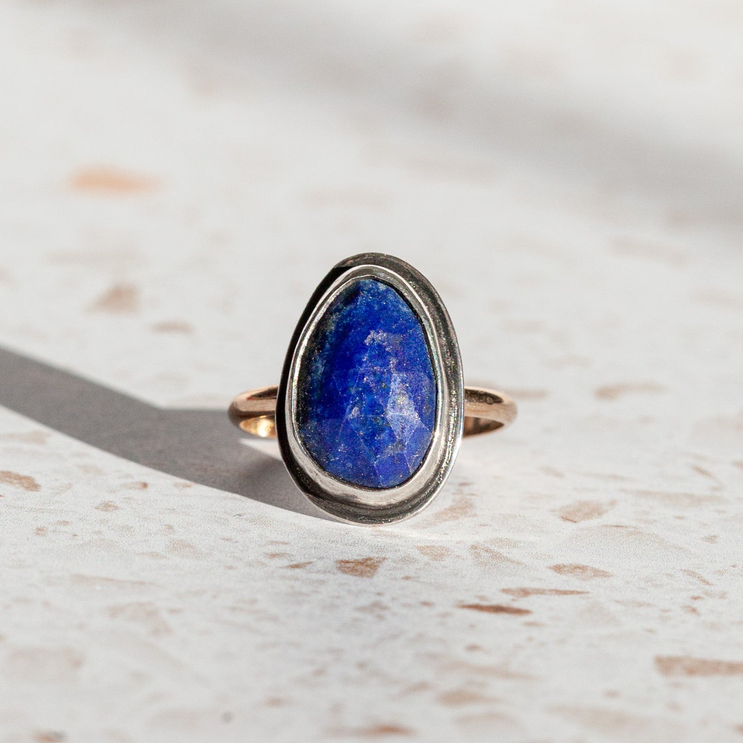 Lapis Lazuli Mixed Metal Ring - Size 7