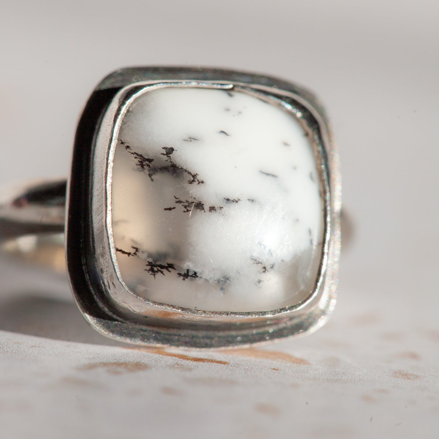 Dendritic Opal Ring - Size 8