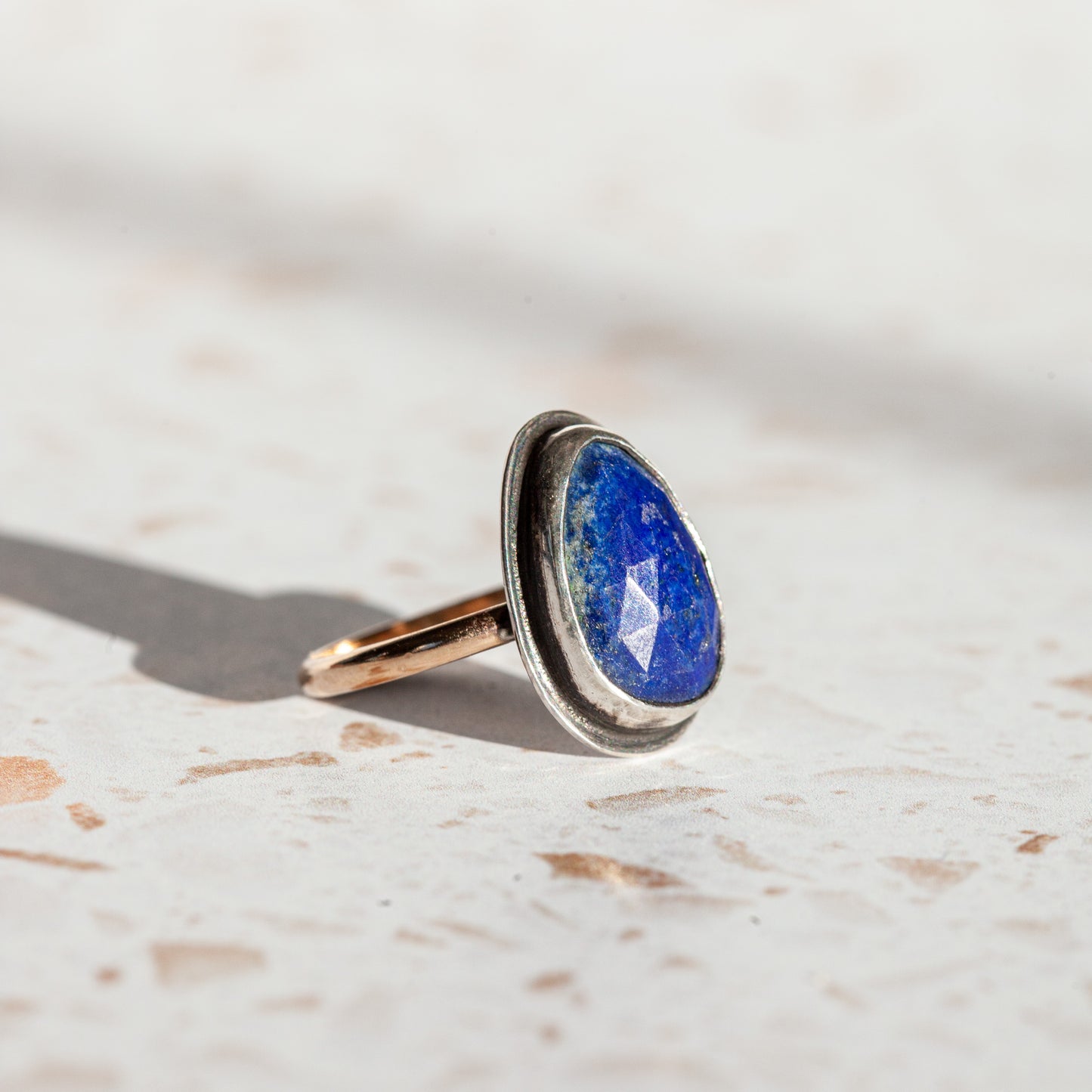 Lapis Lazuli Mixed Metal Ring - Size 7