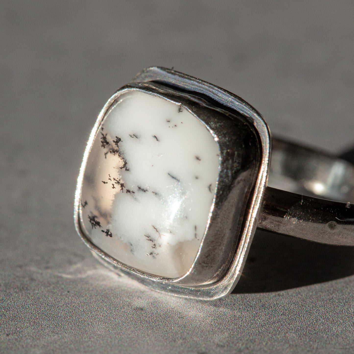 Dendritic Opal Ring - Size 8