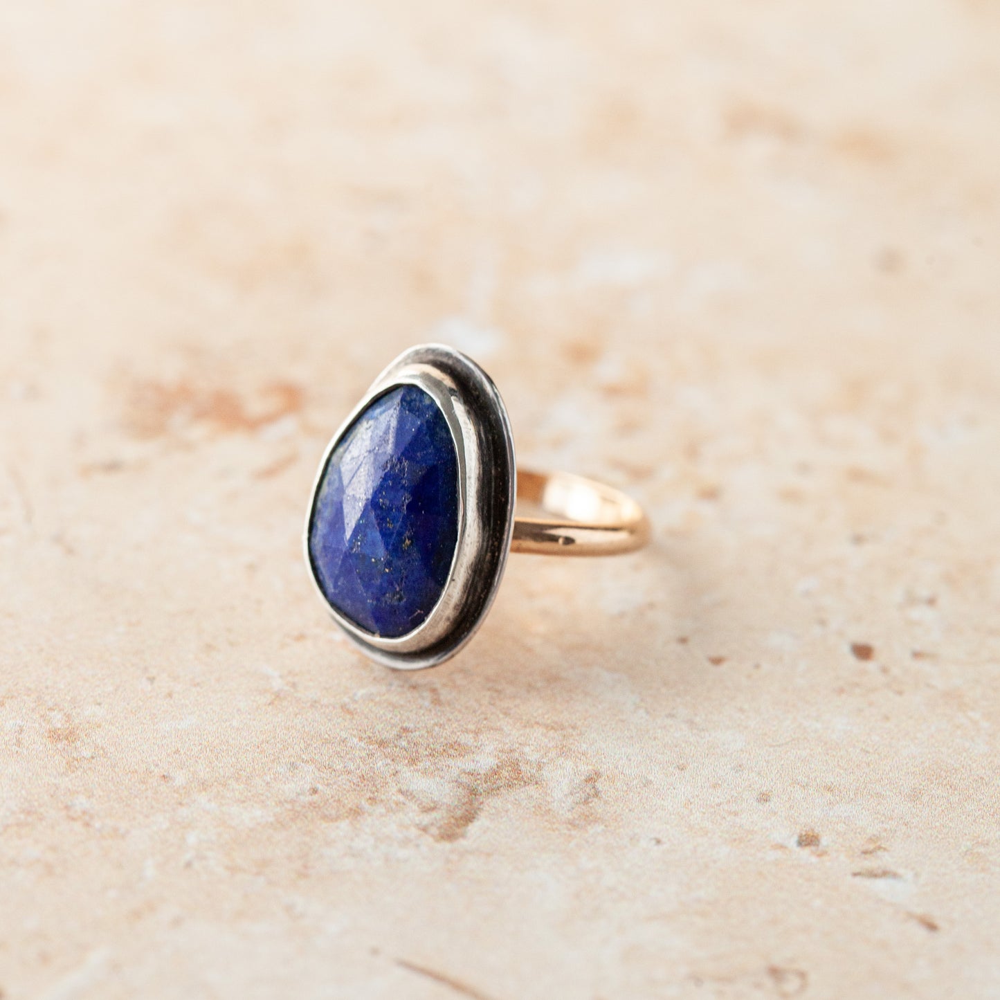 Lapis Lazuli Mixed Metal Ring - Size 7