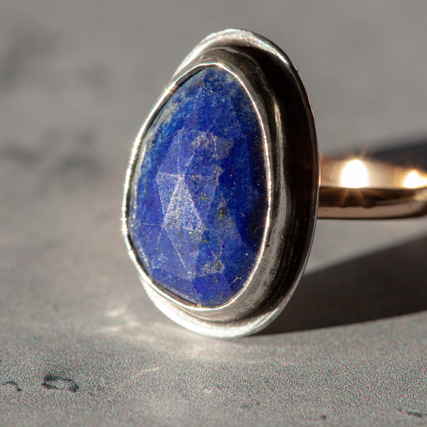 Lapis Lazuli Mixed Metal Ring - Size 7