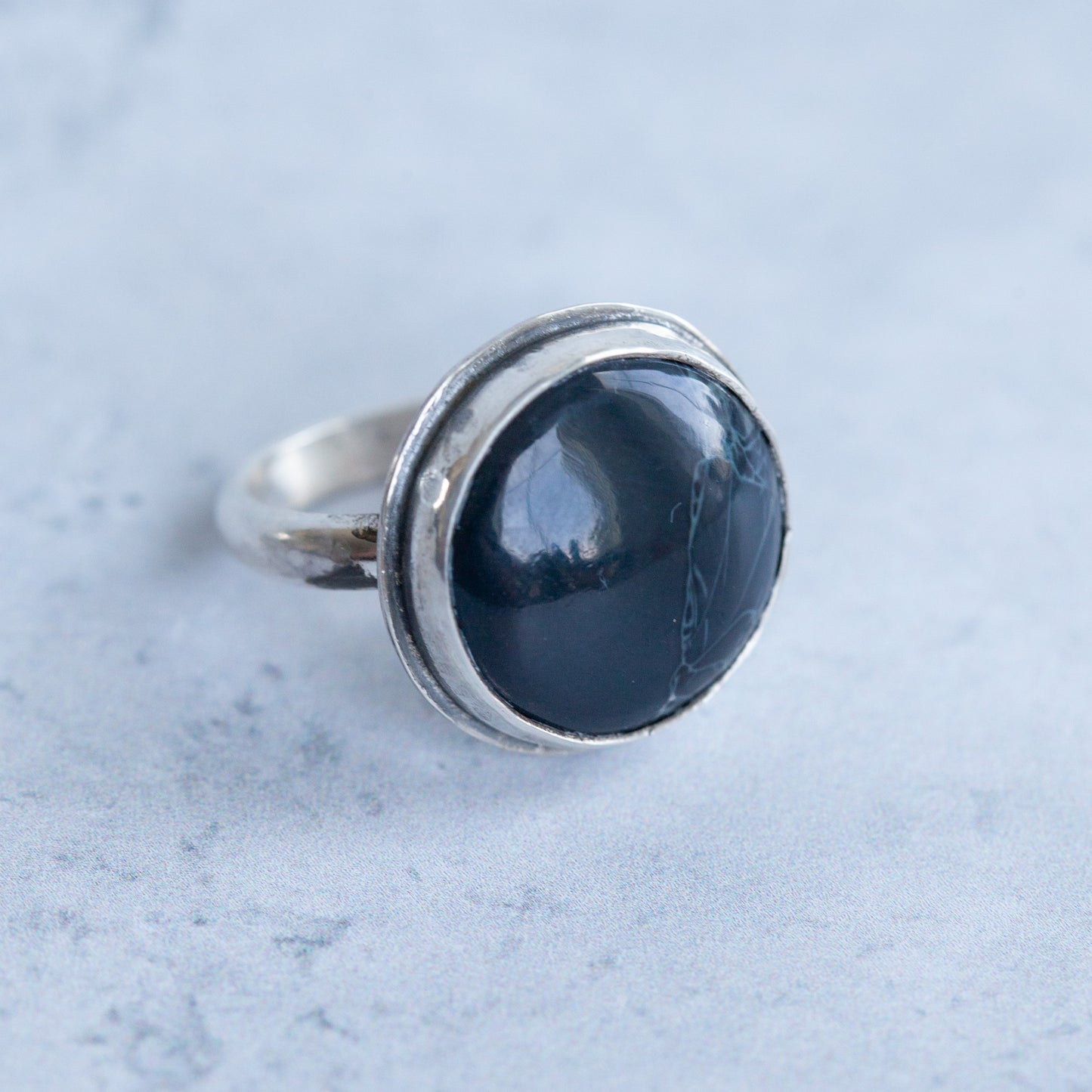 Black Agate Ring - Size 6.25