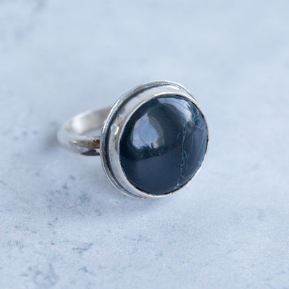 Black Agate Ring - Size 6.25