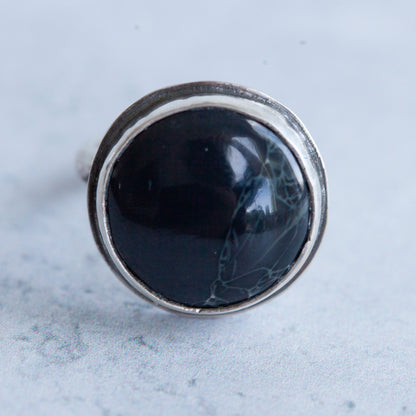 Black Agate Ring - Size 6.25