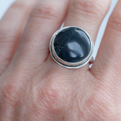 Black Agate Ring - Size 6.25