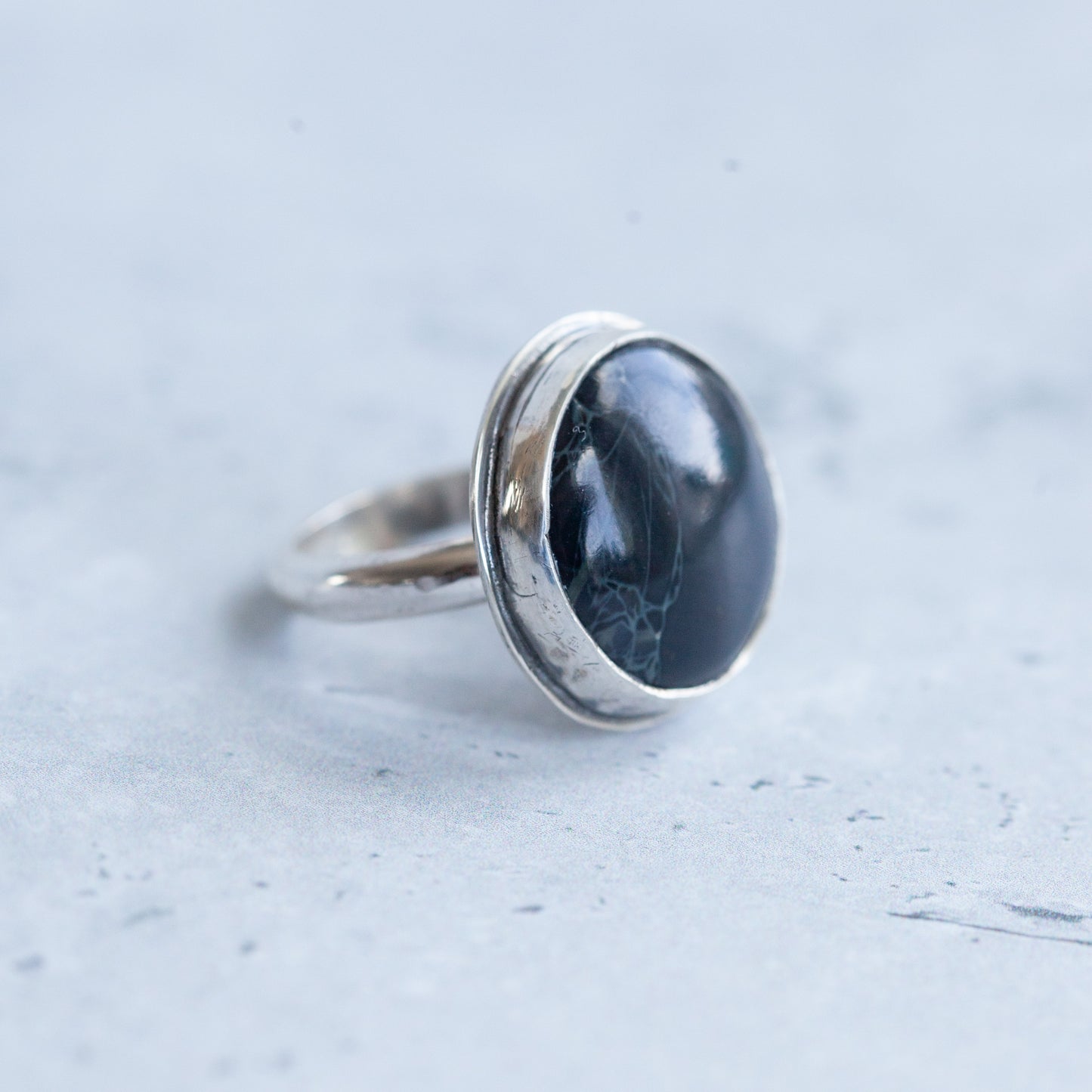 Black Agate Ring - Size 6.25